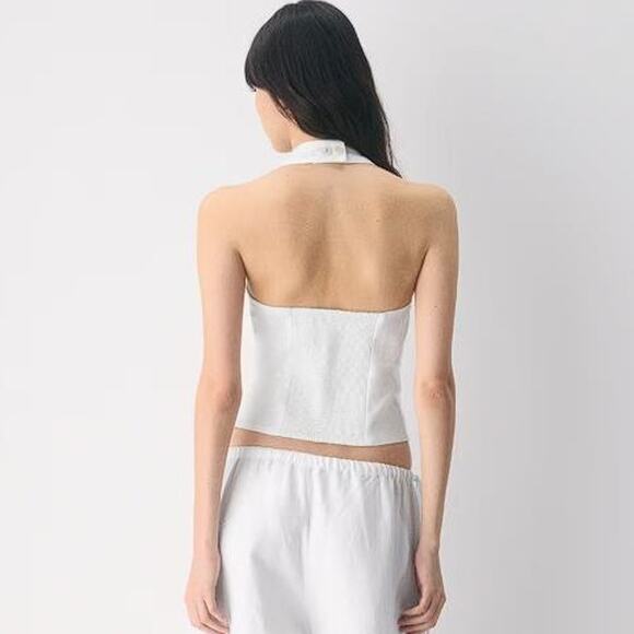 ARITZIA Women's Wilfred Whisper Linen Halter Top Size S In White - Picture 3 of 15
